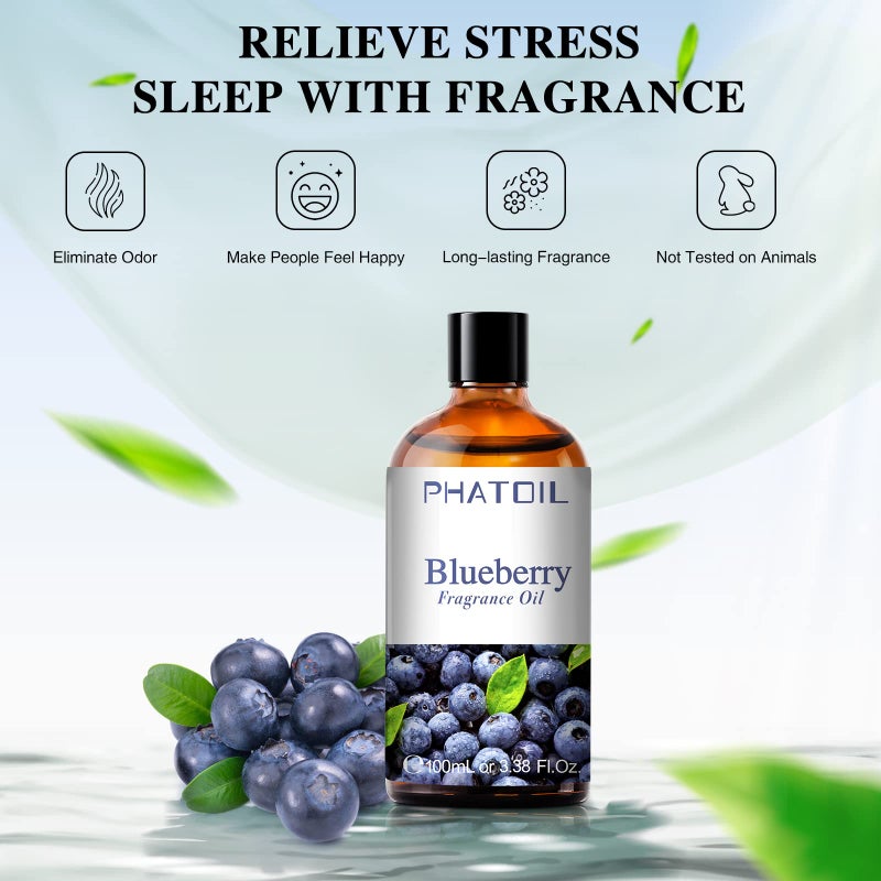 PHATOIL زيوت عطرية برائحة التوت الأزرق PHATOIL 3.38FL.OZ للعلاج بالروائح، زيوت أساسية للناشرات في المنزل، مثالية للناشر، اليوغا، العناية بالبشرة، صنع الشموع والصابون - 100 مل - Image 3