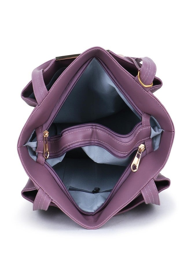 Nexeura Women Faux Leather Handbag | Stylish Shoulder Bag for Girls | Quilted Tote Purse with Flower Design | Trendy Office Bag | Ladies Large Capacity Handbag with Tassel (PURPLE) - Image 5