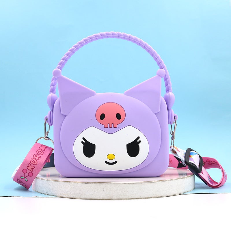 Cute Kuromi Silicone Coin Purse Cartoon Shoulder Bag Kulomi Portable (Purple)