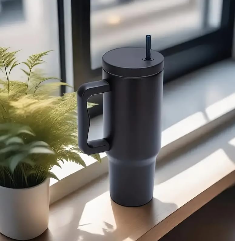 Wrixty 40 oz Tumbler with Handle Straw Lid Insulated Stainless Steel Vacuum Reusable Keep Drinks Cold Coffee Cup Holder Friendly Gifts for Lover Women Mother Travel Gym Multi Color - Image 3