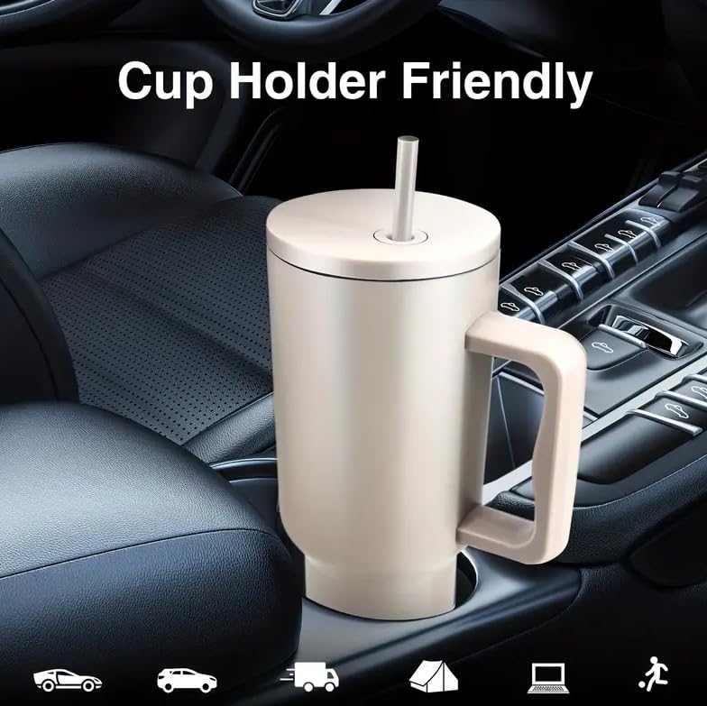 Wrixty 40 oz Tumbler with Handle Straw Lid Insulated Stainless Steel Vacuum Reusable Keep Drinks Cold Coffee Cup Holder Friendly Gifts for Lover Women Mother Travel Gym Multi Color - Image 5