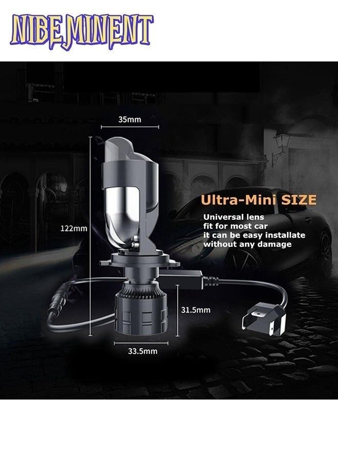 NIBEMINENT H4 LED Headlight Bulbs With Projector 30000LM Extremely Bright 6000K White Hi-Lo Beam Function with Clear Cut Off Line, H4/9003/HB2 Mini Projector Lens Retrofit Kit - Image 2