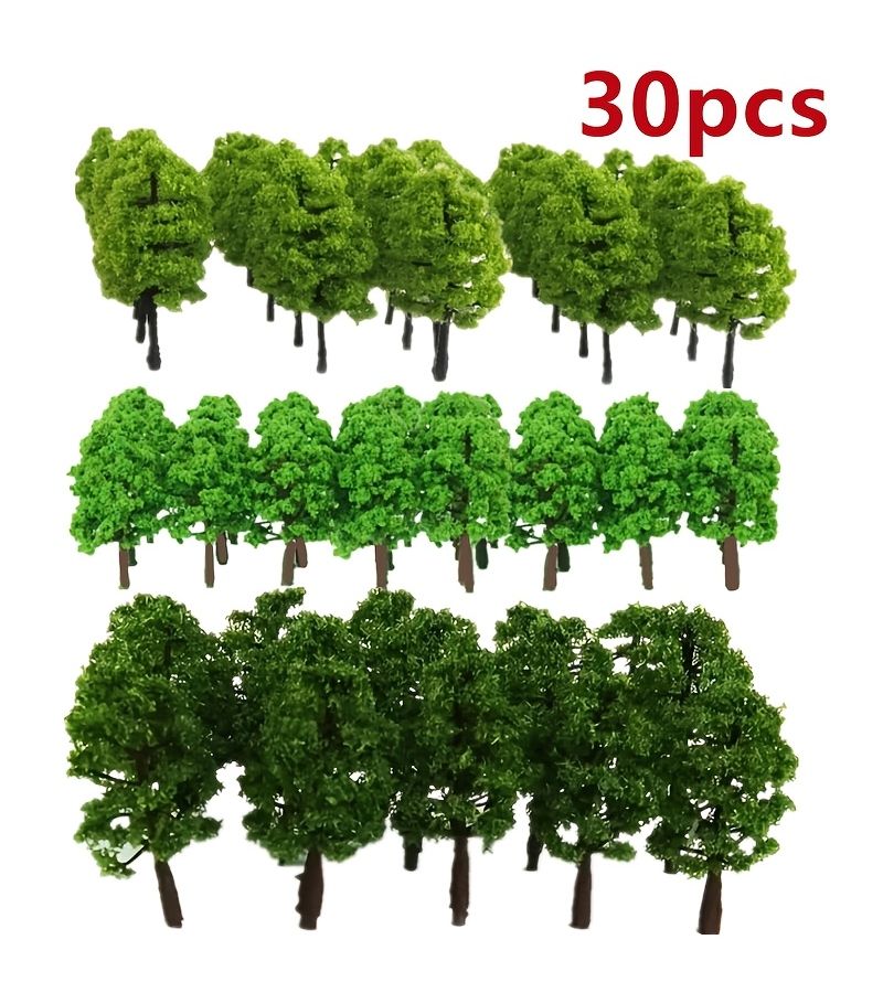 30 Piece Miniature Model Trees Assorted Sizes 3.94 X 1.97 Inch Artificial Simulation Trees for Micro Landscape DIY Sand Tray Train Railway Architectural Scene Layout Park Decor - Image 1