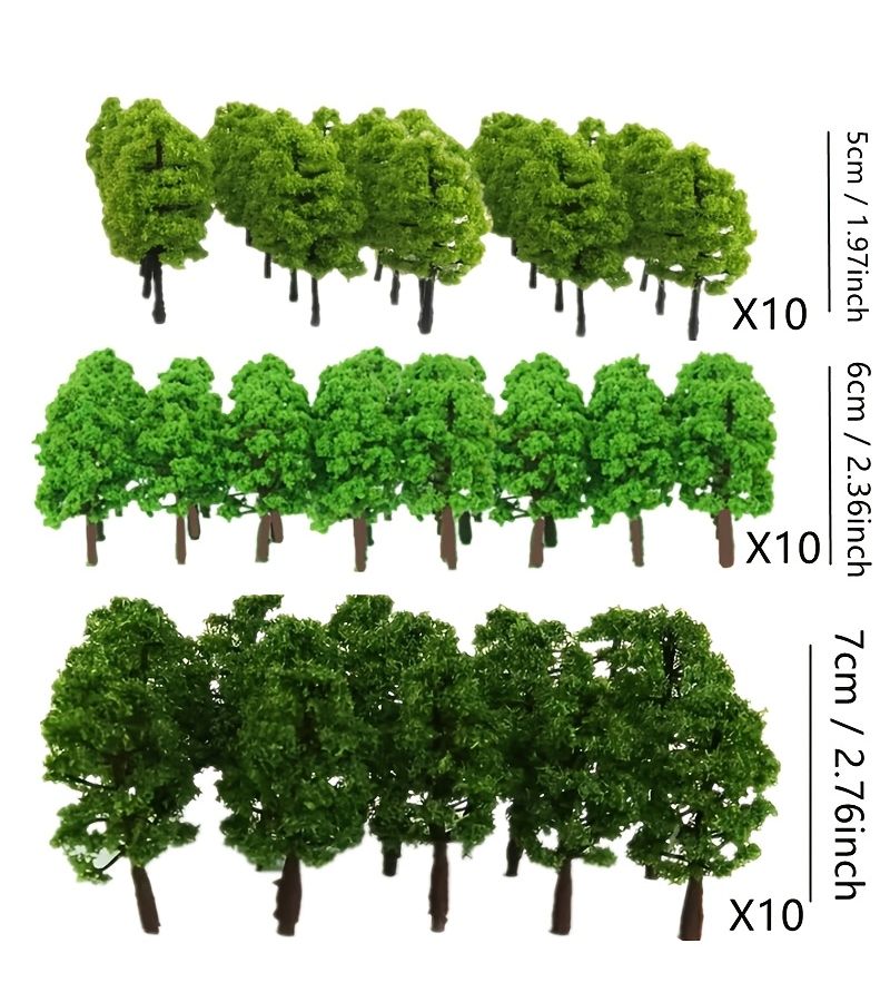 30 Piece Miniature Model Trees Assorted Sizes 3.94 X 1.97 Inch Artificial Simulation Trees for Micro Landscape DIY Sand Tray Train Railway Architectural Scene Layout Park Decor - Image 2