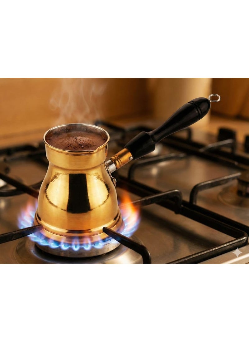 El-Soufani Coffee Pot - Polished Pure Copper – Handmade with Wooden Handle – For Arabic Coffee and Espresso - Suitable for Stove and Spirit Lamp (Milliliters, 100) - Image 3