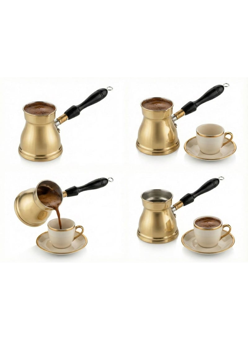 El-Soufani Coffee Pot - Polished Pure Copper – Handmade with Wooden Handle – For Arabic Coffee and Espresso - Suitable for Stove and Spirit Lamp (Milliliters, 100) - Image 2