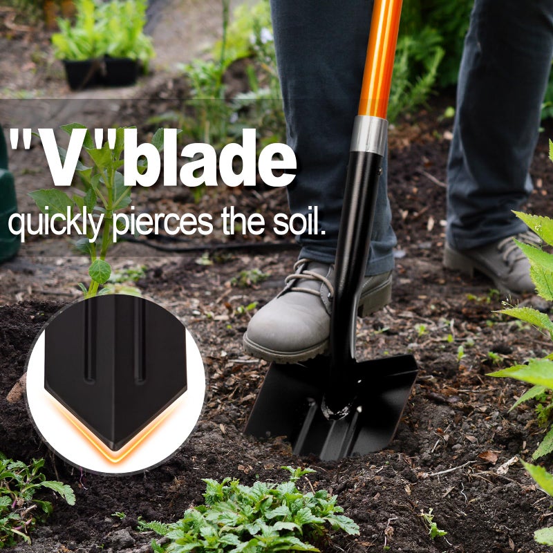VNIMTI Trench Shovel Heavy Duty, 6-Inch Trenching Shovel with Fiberglass Handle, 58 Inches - Image 3