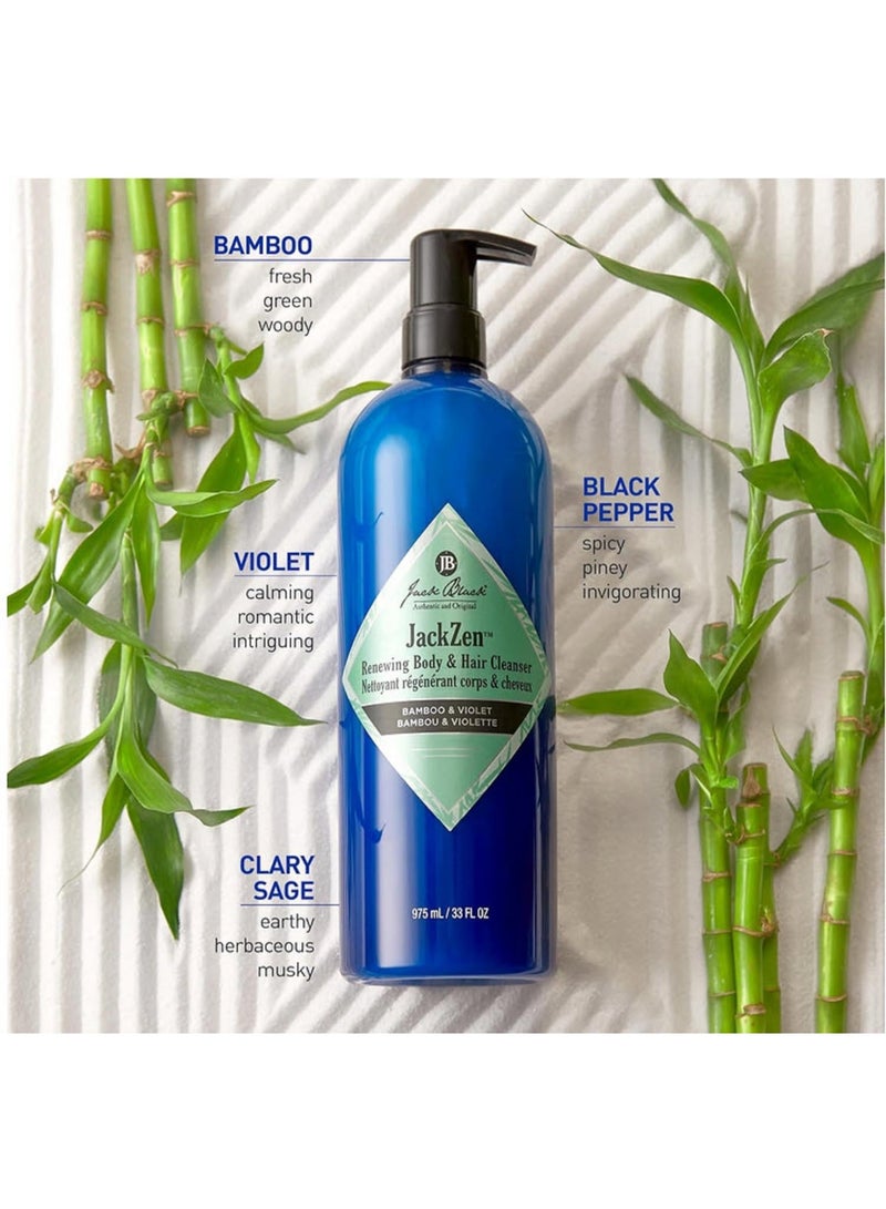 Jack Black Jack Black Body & Hair Cleanser – Mens Body Wash, Mens Shampoo, Skin Care, Hair Care, Body Wash Men, Sulfate–Free Style: JackZen - Bamboo & Violet 33 fl.oz - Image 2