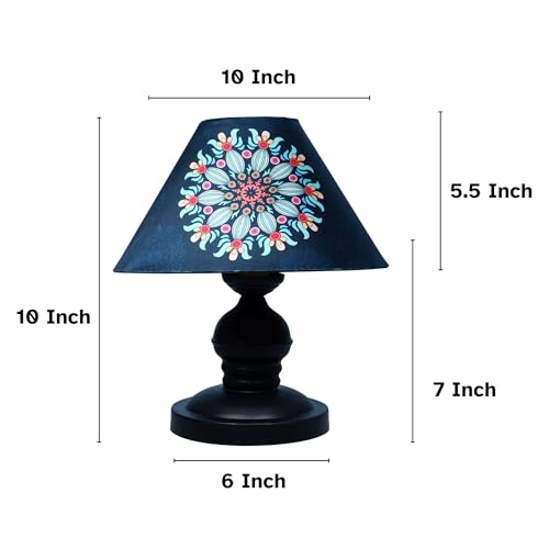 tu casa Urban Radiance Table Lamp | Black Metal Base | French Floral Print Satin Shade | Bedside & Study Lamp for Bedroom Living Room Office | Home Décor & Gifting | H-10 Inch (No Bulb) - Image 5