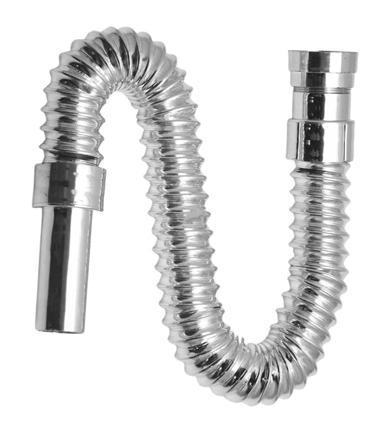 BATH GURU PVC Flexible CP Hose Waste Pipe for Bathroom Wash Basin Kitchen Sink Heavy Duty 1 1/2" Drain Hose/Outlet Tube Connector (1) (Chrome Finish) - Image 1