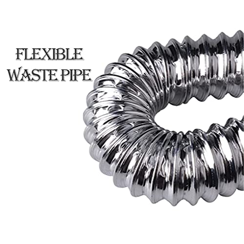 BATH GURU PVC Flexible CP Hose Waste Pipe for Bathroom Wash Basin Kitchen Sink Heavy Duty 1 1/2" Drain Hose/Outlet Tube Connector (1) (Chrome Finish) - Image 3