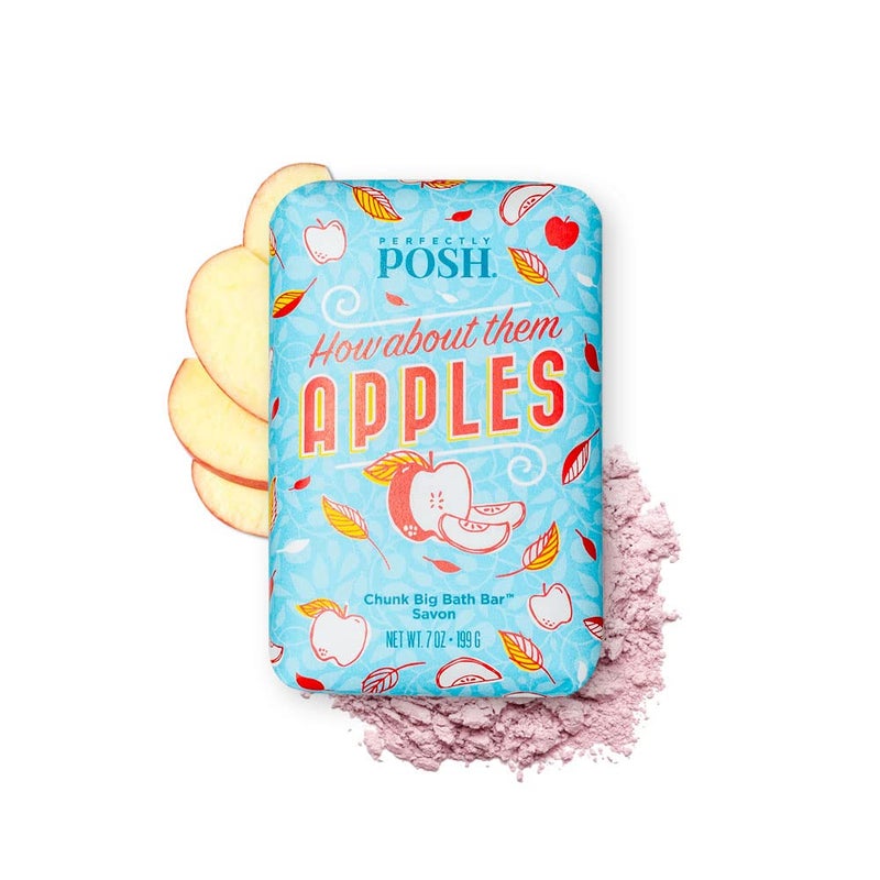 Perfectly Posh How About Them Apples Big Bath Bar Nourishing Soap with Cinnamon Apple Fragrance for Energizing Bath Time 7oz