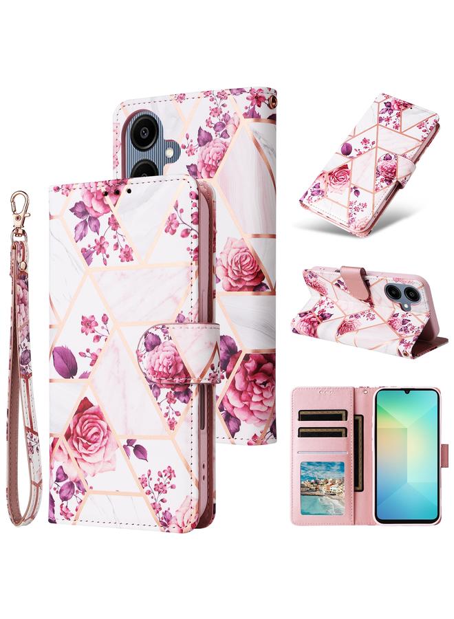 إيروريكس جراب لهاتف Samsung Galaxy A06 4G مصنوع من الجلد بخياطة برونزية رخامية - Image 1