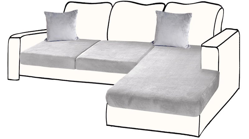 BTWA Sectional Couch Covers for 3Piece Seat Cushion Velvet Separate L Shape Couch Cover Stretch Sofa Slipcover with 2 Pieces Pillowcases Furniture Protector Sofa 2 Seater 1 Chaise Light Grey