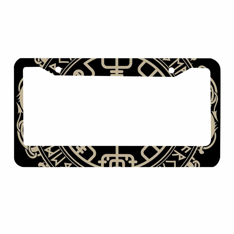 RUTU Nicokee Decorative License Plate Frame Black Celtic Viking Car Tag Frame Aluminum Auto License Plate Holder for Men Women - Image 3