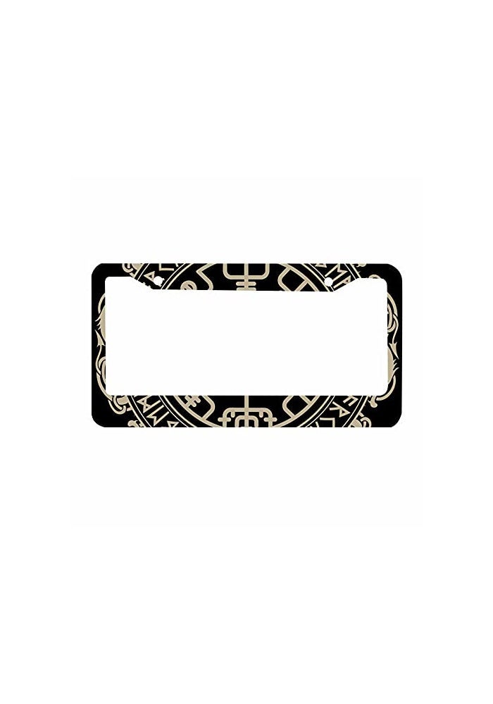RUTU Nicokee Decorative License Plate Frame Black Celtic Viking Car Tag Frame Aluminum Auto License Plate Holder for Men Women - Image 1