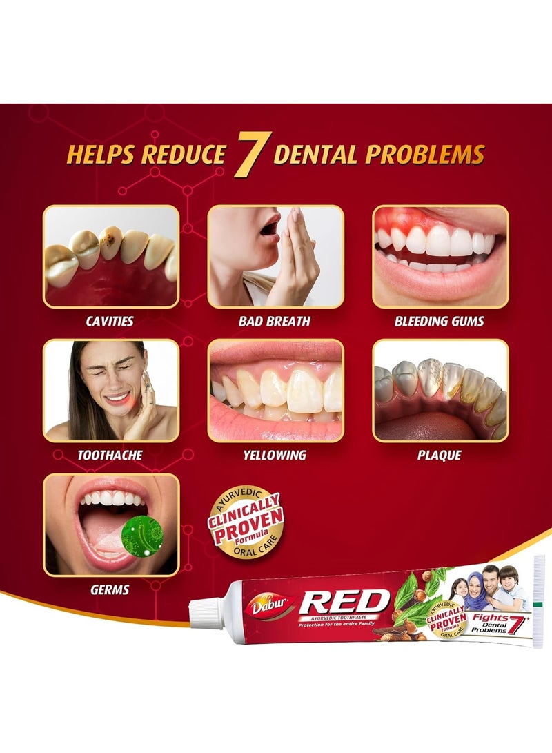 دابر معجون أسنان دابور ريد أيورفيدي للأسنان واللثة، ٤ عبوات × ١٠٠ غرام | غني بمكونات أيورفيدية فعّالة | للثة صحية وأسنان قوية | عبوة اقتصادية للغاية - Image 2