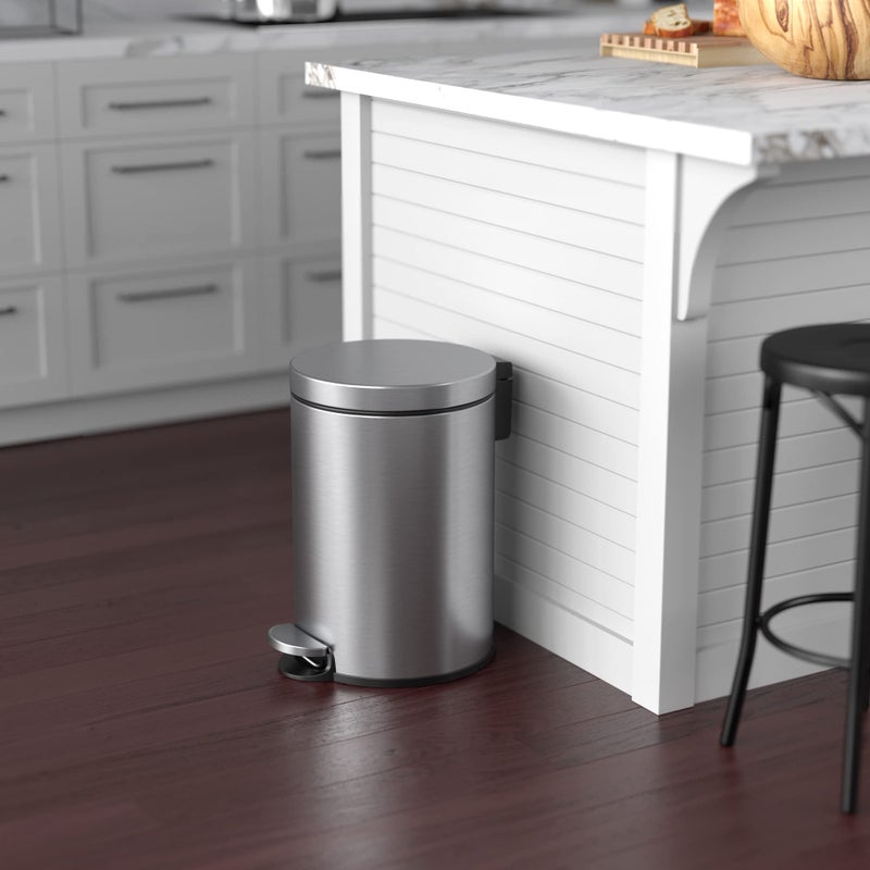 iTouchless SoftStep 3.2 Gallon Small Round Bathroom Step Trash Can with Removable Inner Bucket and AbsorbX Odor Filter, Stainless Steel, 12 Liter Pedal Garbage Bin for Bedroom, Office Cubicle - Image 4
