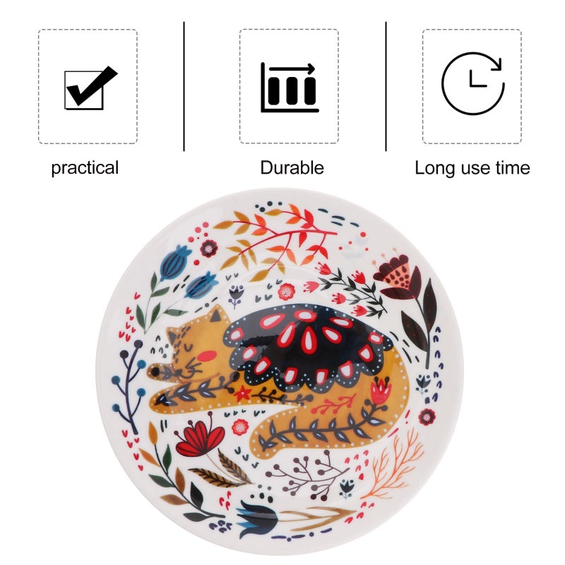 1PC Cartoon Cat Pattern Ceramic Steak Plate Food Serving Dish Western Food Plate for Home Restaurant (Yellow) - Image 5
