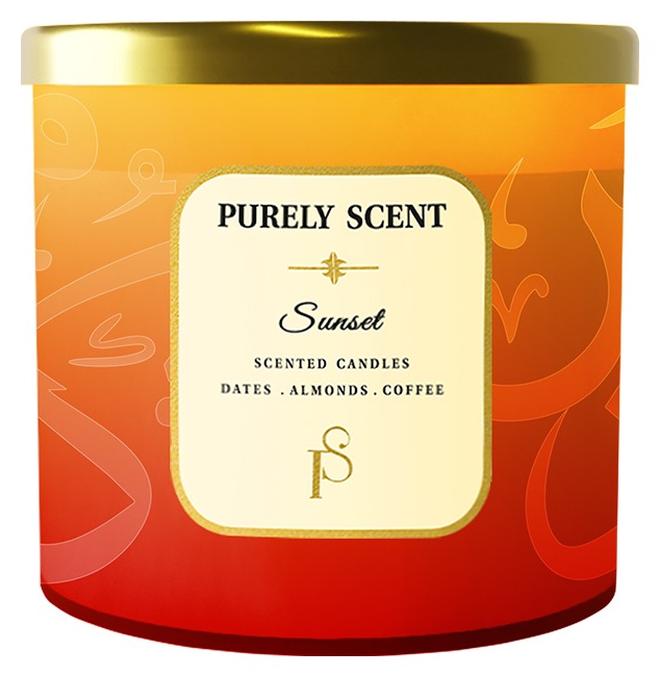 PURELY SCENT Coffee, Dates & Almond Scented Candle - Sunset - 100% Soy Wax, 92-Hour Burn - Image 1