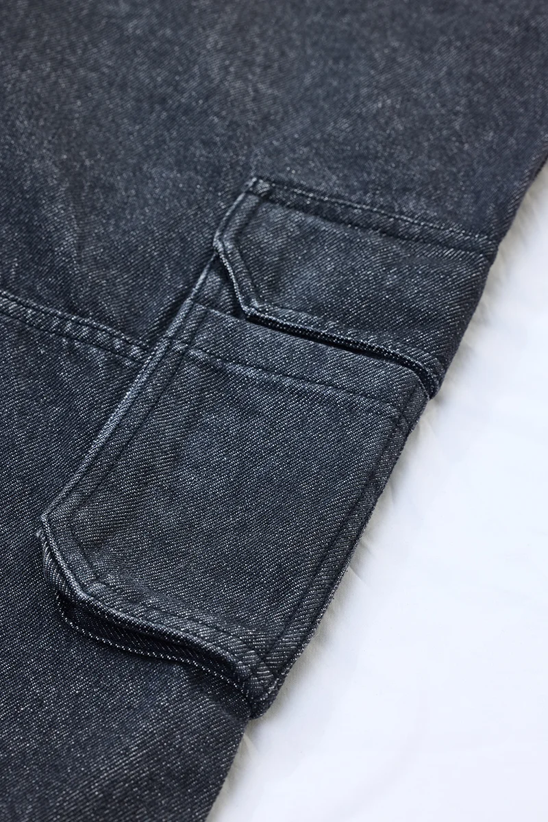 سنيتش Black Solid Relaxed Casual Cargo