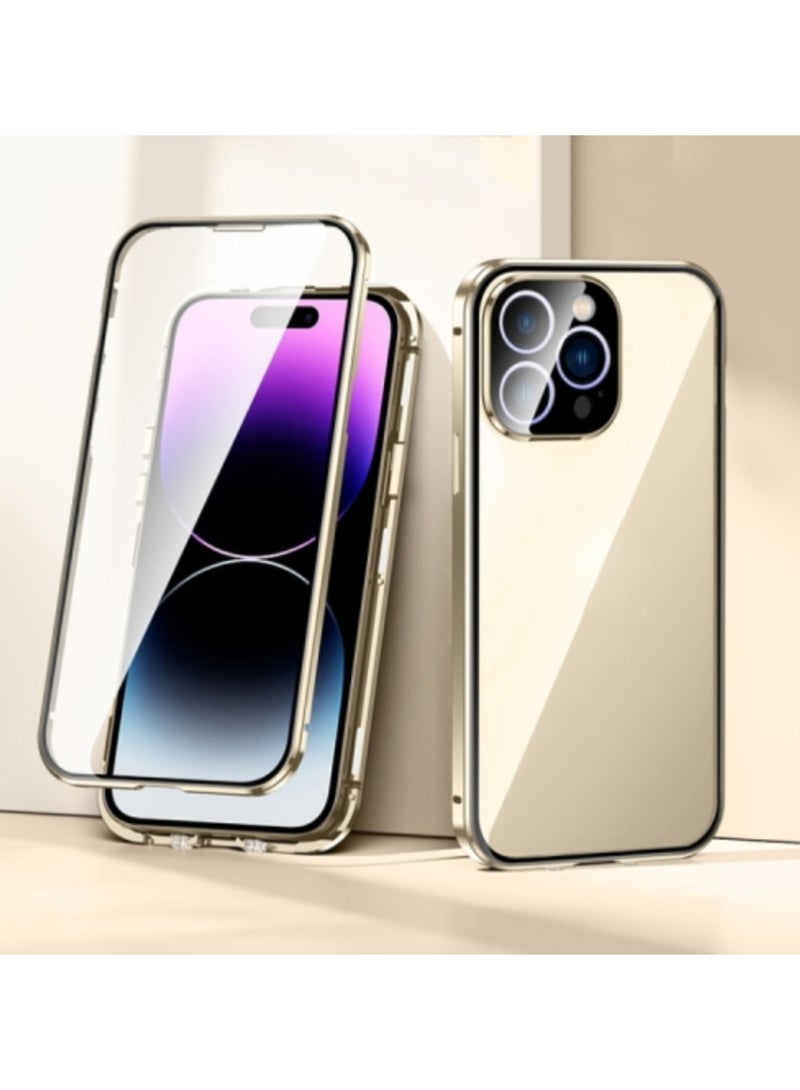 ارواق جراب هاتف iPhone 15 Pro Max مغناطيسي بإبزيم مزدوج عالي الدقة من الزجاج المقسى - Image 2