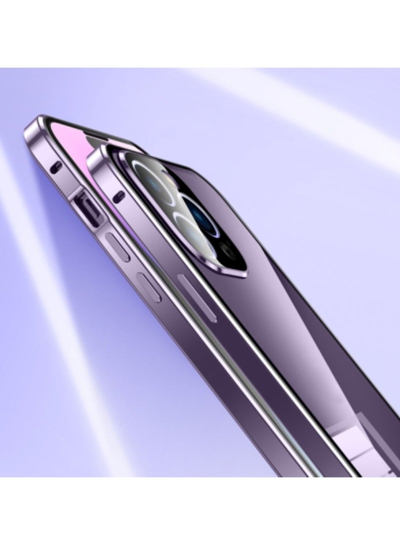 ارواق جراب هاتف iPhone 15 Pro Max مغناطيسي بإبزيم مزدوج عالي الدقة من الزجاج المقسى - Image 5