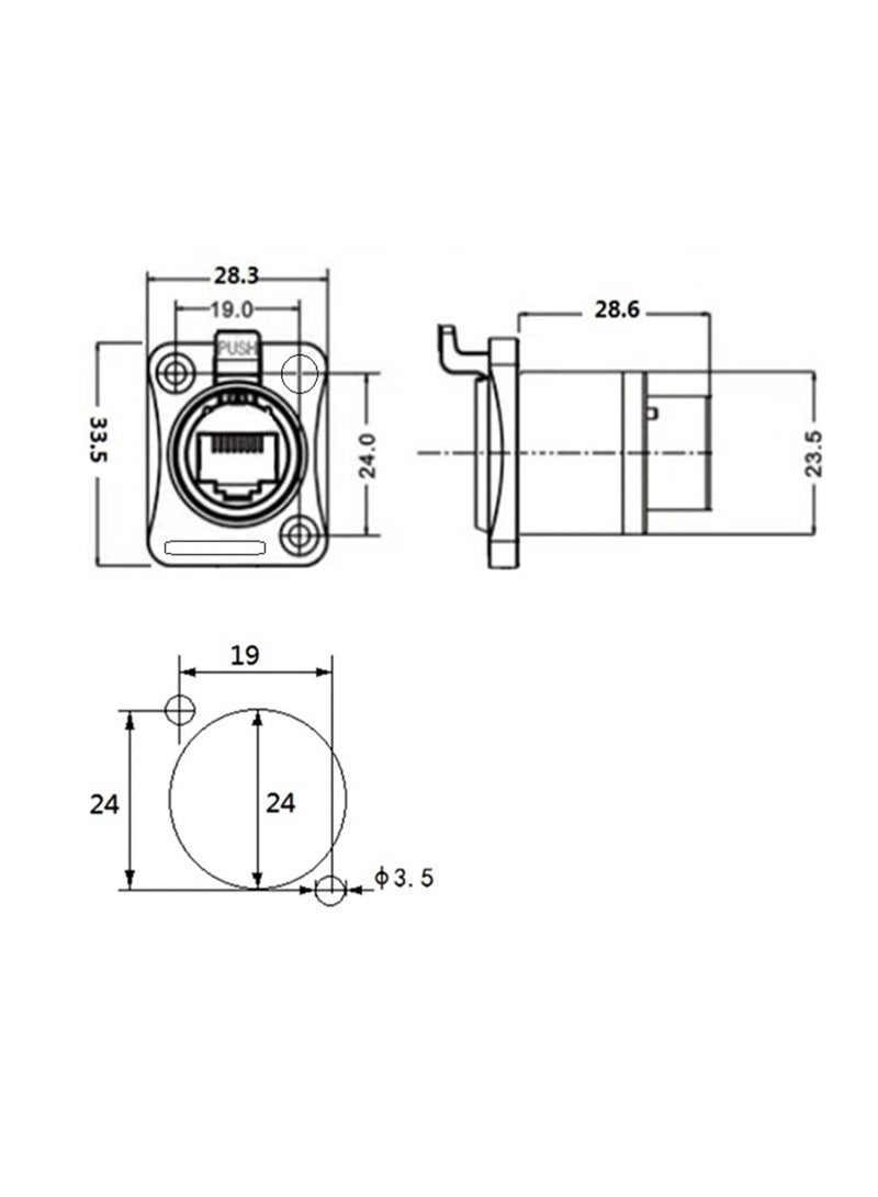RJ45 Waterproof Connector, Panel Mounting RJ45, IP65 PCB Signal Panel Cat5/5e/6 8P8C Connector Ethernet LAN Cable Connector Double Head Coupler Adapter with Dust Cap (5 Pack, 90° Vertical) - Image 5