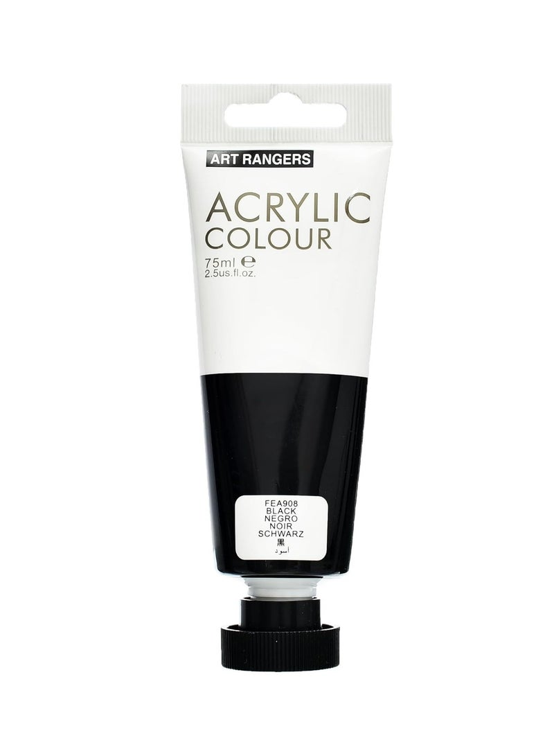 ART RANGERS Acrylic Paint Tube 75ml Content Black - Image 1