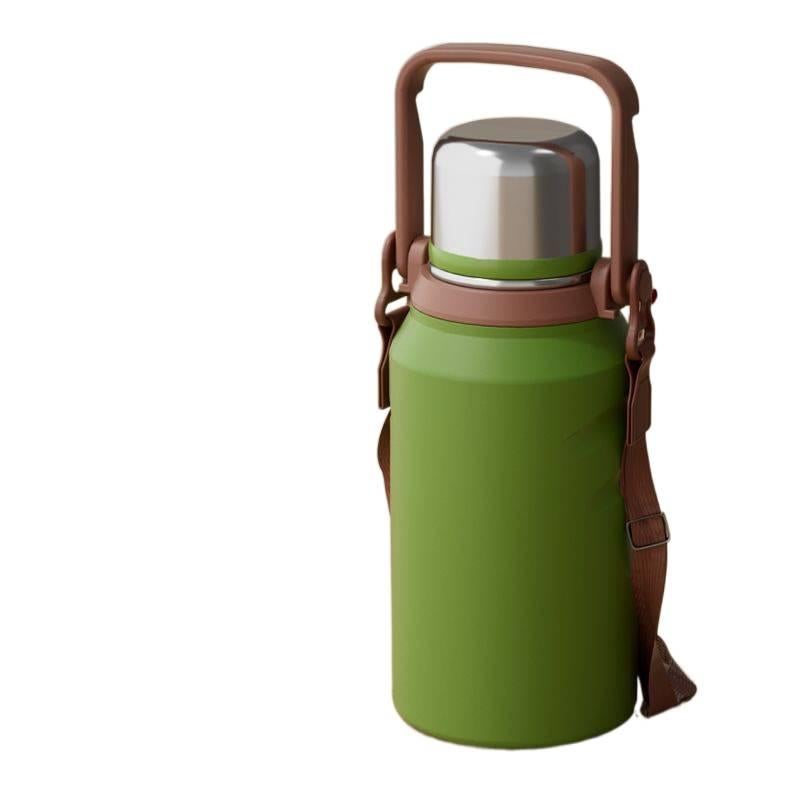 قارورة مياه للأطفال باللون أخضر داكن - 600 ml مع مقبض من الستانلس ستيل بمقبض من ستانلس ستيل - Image 1