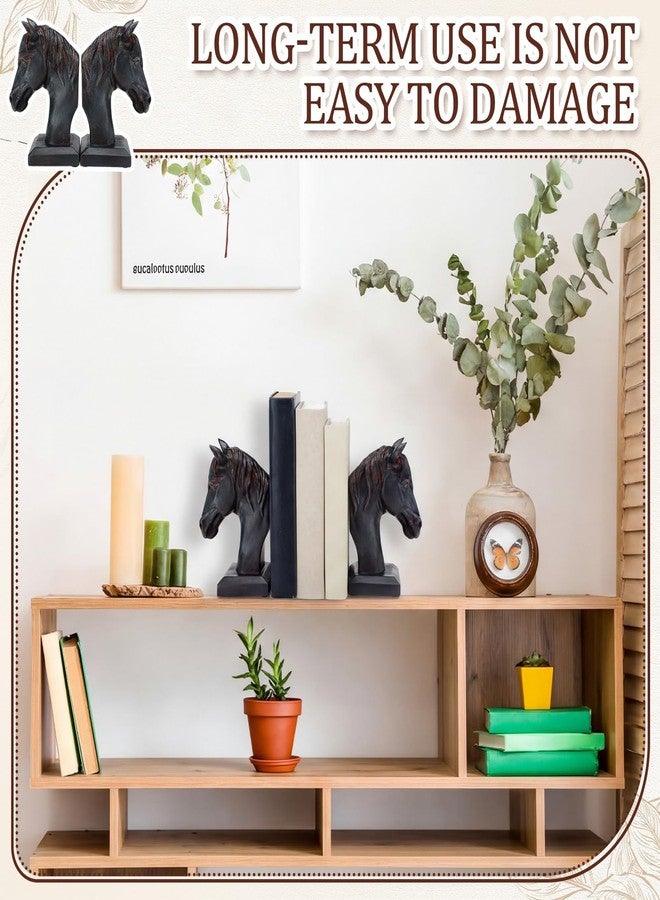 Tosstuki Set of 2 Horse Head Bookends Brown Antique Heavy Duty Book Ends Resin Decorative Art Bookends for Derby Day Vintage Home Office Desk Decoration Horse Lovers Gifts - Image 4