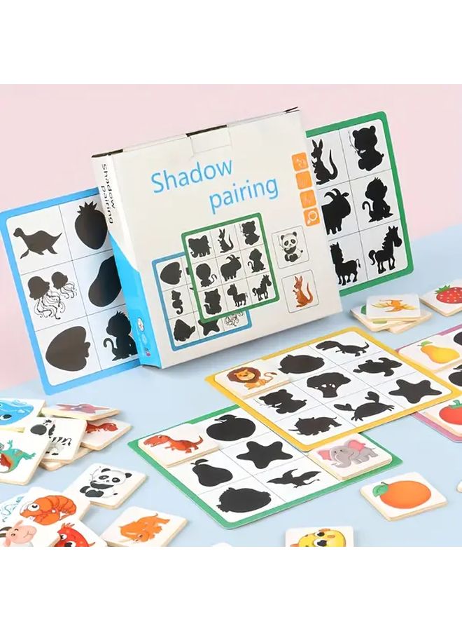 Wooden Shadow Matching Game Animal Fruit Puzzle Educational Toy For Cognitive Development - Image 1