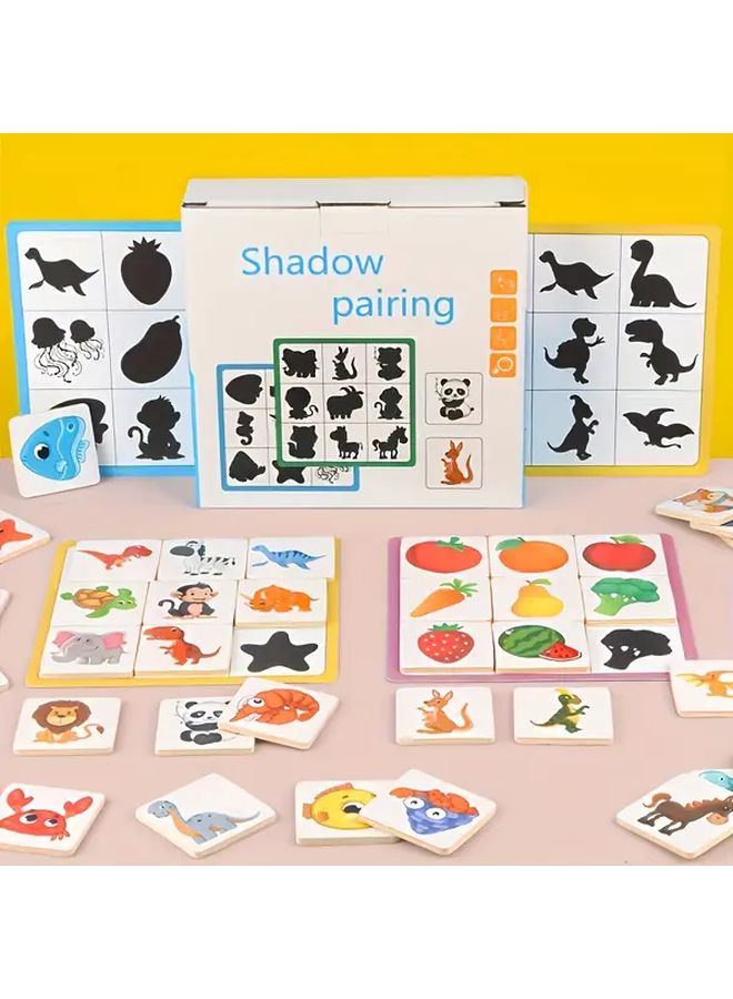 Wooden Shadow Matching Game Animal Fruit Puzzle Educational Toy For Cognitive Development - Image 4