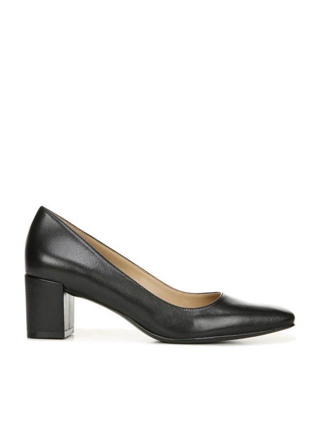 Naturalizer Womens Karina Low Block Heel Square Toe Pump,Black Leather,8.5 Wide - Image 1