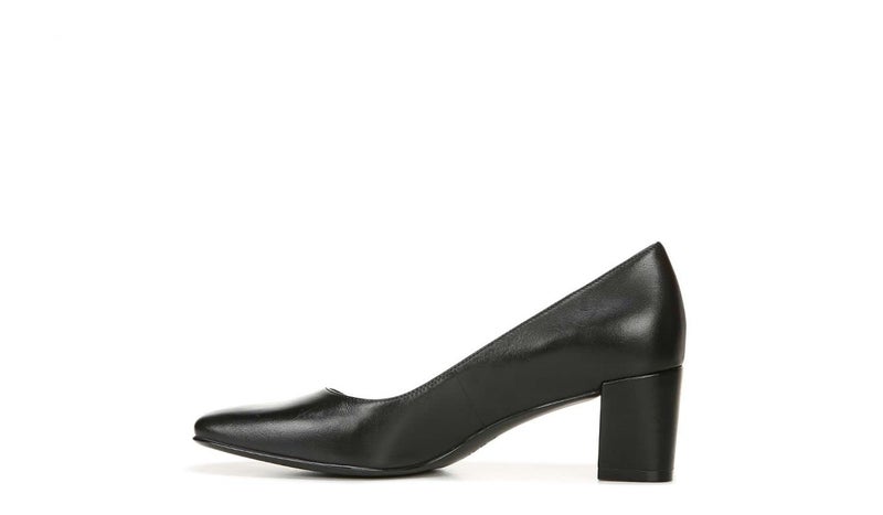 Naturalizer Womens Karina Low Block Heel Square Toe Pump,Black Leather,8.5 Wide - Image 5
