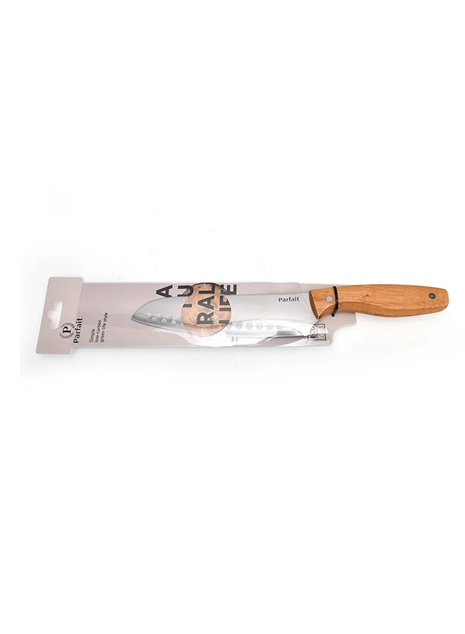 PARFAIT Kitchen Santoku Knife with Wooden Handle Silver and Brown 2.6 x 4.5 x 31.5 cm N-A555KD0012