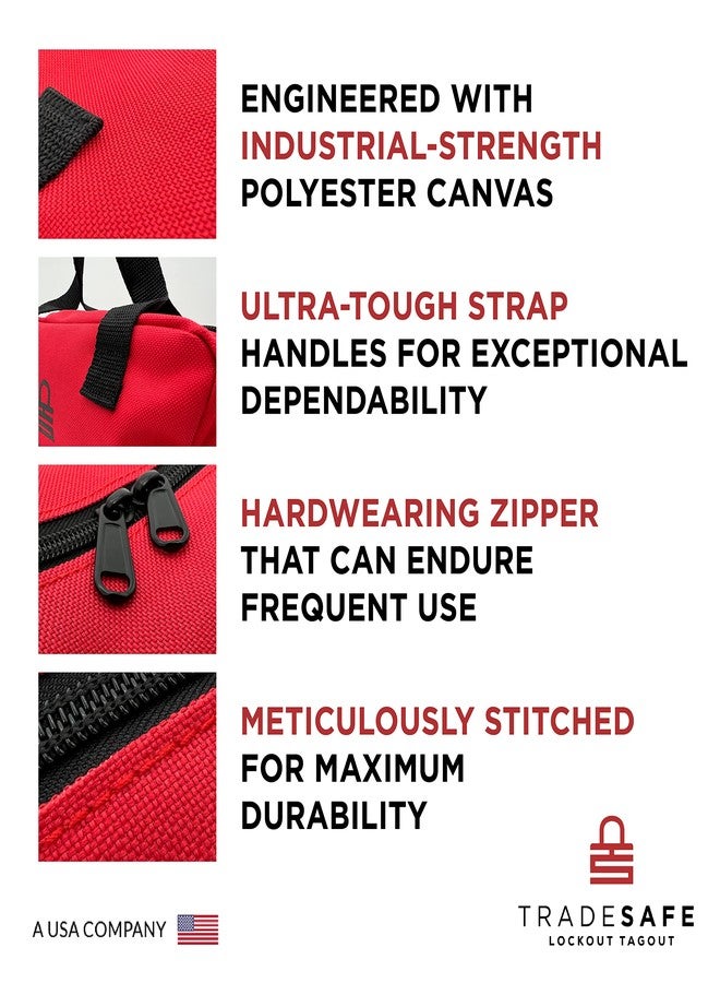TRADESAFE Lockout Tagout Bag for Loto Devices - Polyester Canvas Lock Out Tag Out Kit, Heavy Duty Lockout Bag with Handles, 9-3/8 x 5-1/2 x 4-5/16 inches - Image 3