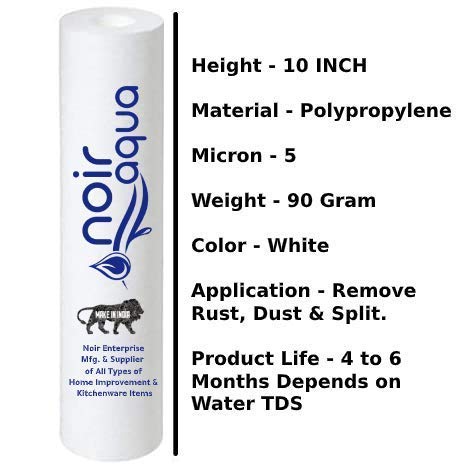 Noir Aqua - PP Spun Filter for All type RO Water Purifiers (4 Piece, White, 10 Inch, 5 Micron) - RO Spun Filter Cartridge Sponge Replacement Water Filter Candle - Image 2