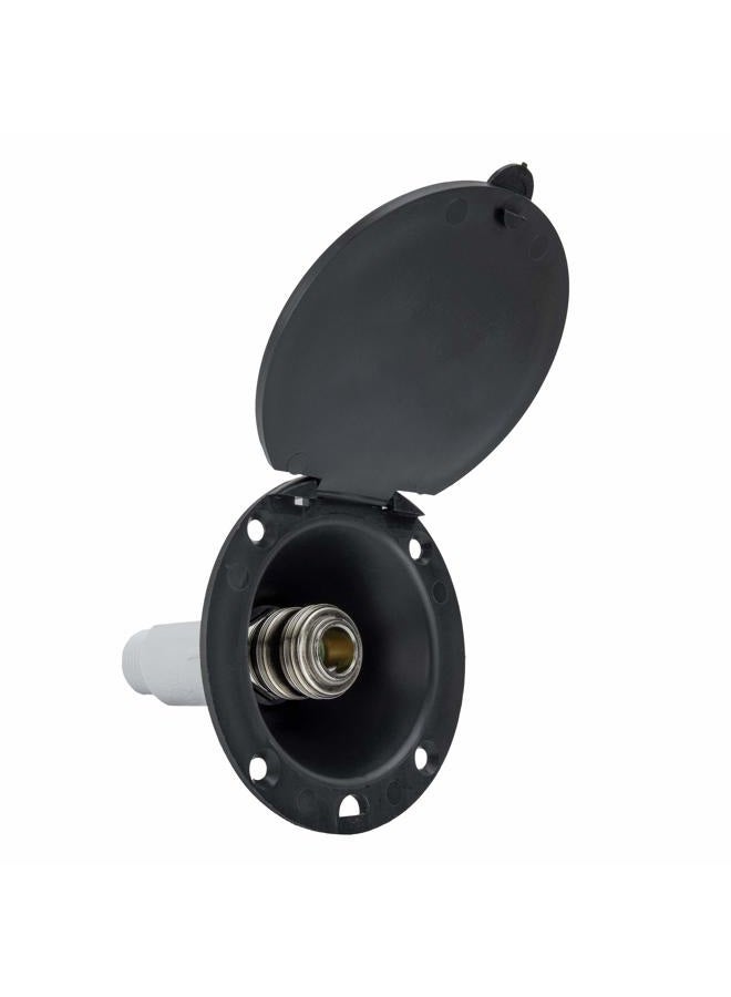 RecPro RV Exterior Spray Port Hook-Up Connector | Optional Hose with Sprayer or Quick Connector | RV Exterior Shower Port (Black, Port Only) - Image 1
