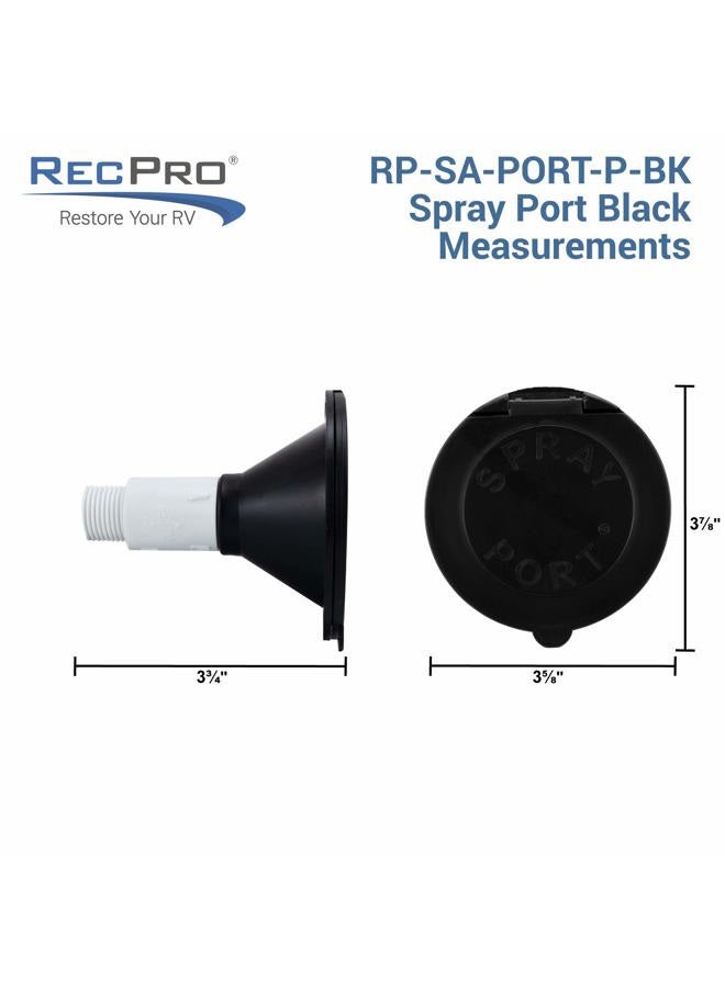 RecPro RV Exterior Spray Port Hook-Up Connector | Optional Hose with Sprayer or Quick Connector | RV Exterior Shower Port (Black, Port Only) - Image 5