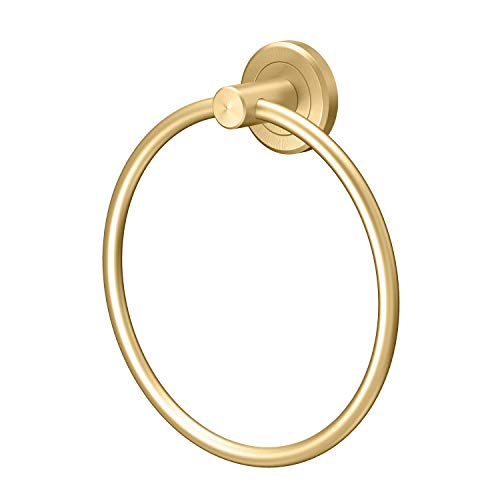 Gatco 4232 Latitude II, Towel Ring, Brushed Brass/Wall Mounted 6.50" Towel Ring for Bathroom/Hand Towel Holder - Image 1