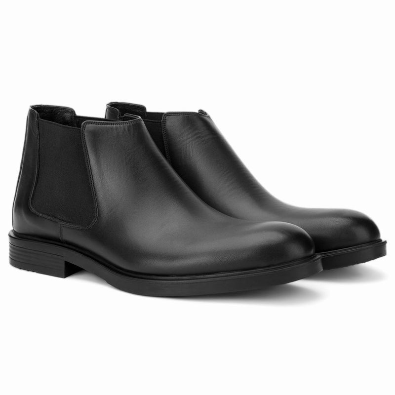 Brio Sleek Leather Chelsea Boots - Black