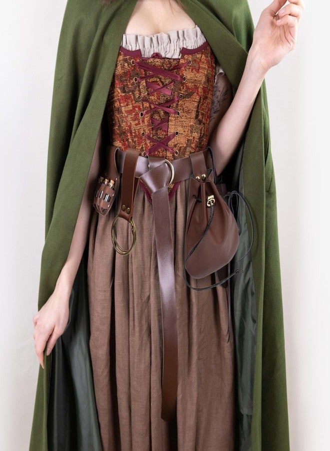SUMGOGO Leather Belt Pouch Medieval Vintage Renaissance Viking LARP Cosplay Costumes Drawstring Coin Purse Phone Holder Waist Bag (Brown) - Image 5