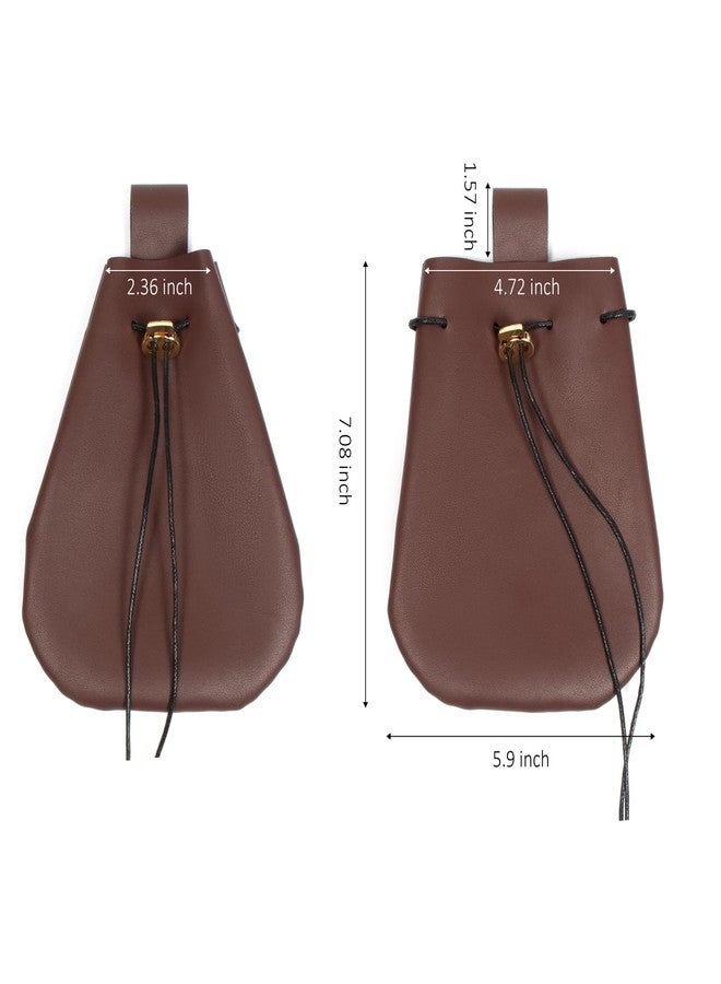 SUMGOGO Leather Belt Pouch Medieval Vintage Renaissance Viking LARP Cosplay Costumes Drawstring Coin Purse Phone Holder Waist Bag (Brown) - Image 4