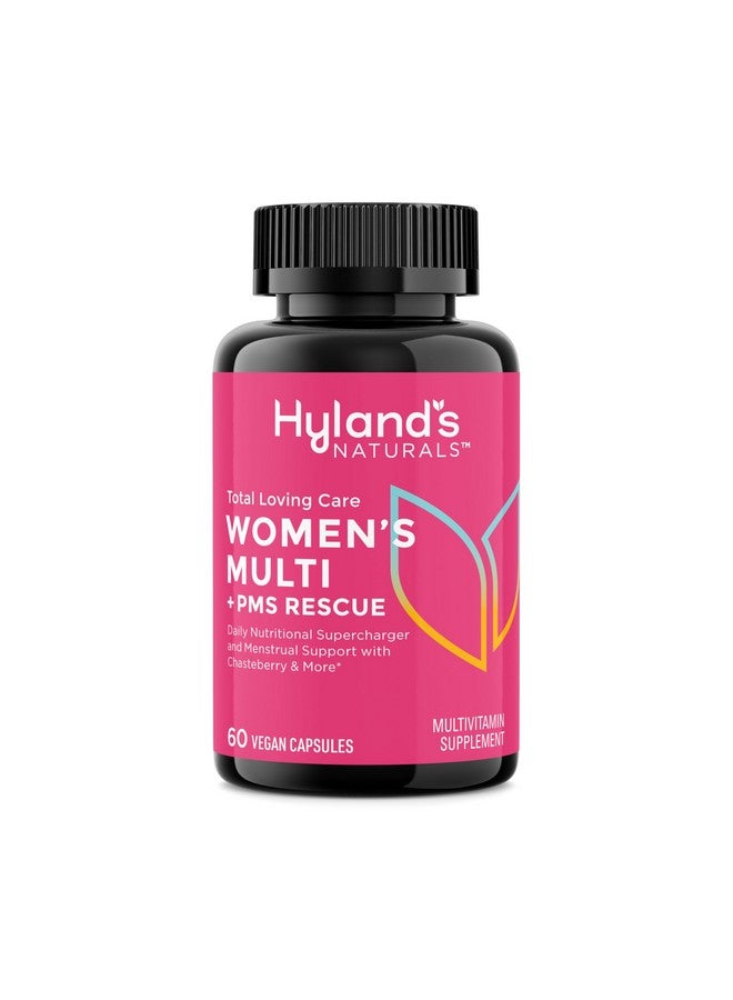 Hyland's Total Loving Care Multivitamin for Women and PMS Rescue, 60 Vegan Capsules with L-Theanine for Focus and Stress Relief Support with Chasteberry and Dong Quai for Menstrual Support - Image 1
