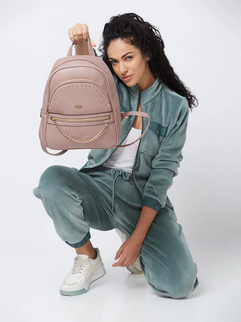 جلو باص حقيبة ظهر نسائية بلون  سادة كاجوال ذكية