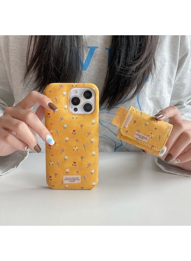 Generic - Creative Flip Cover Leather Case Yellow Bottom Floral For Apple AirPods1/2 Bluetooth Headset Pro Protective Case For 3/4 Soft-Color:Leather Case With Yellow Background Floral-Applicable Models:Airpods 1/2 Generation - Image 1