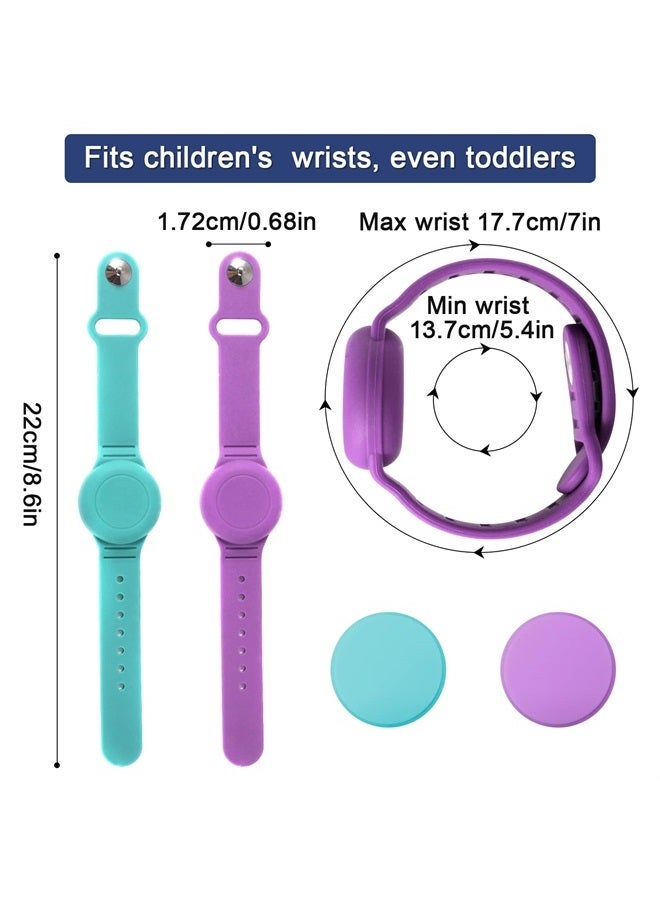 SAVITA 2pcs Wristband for AirTag Waterproof Silicone Adjustable Watch Band Anti Lost Case Holder for Hiding GPS Tracker (Purple, Green) - Image 1