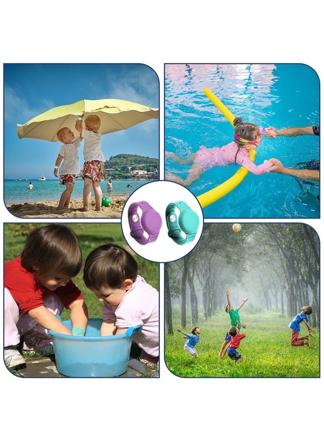 SAVITA 2pcs Wristband for AirTag Waterproof Silicone Adjustable Watch Band Anti Lost Case Holder for Hiding GPS Tracker (Purple, Green) - Image 4