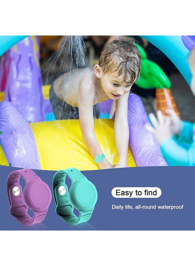 SAVITA 2pcs Wristband for AirTag Waterproof Silicone Adjustable Watch Band Anti Lost Case Holder for Hiding GPS Tracker (Purple, Green) - Image 3